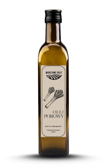 Mała_butelka_100ml_oleju_porowego_Madejowe_Pole_aromatyzowany_świeżym_porem